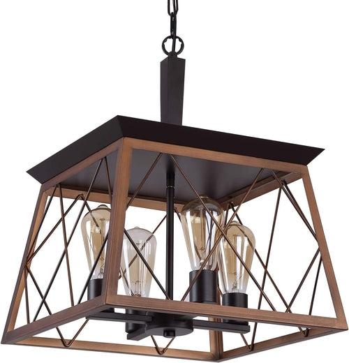 Bronze 4 Light Farmhouse Rustic Chandelier For Dining Room