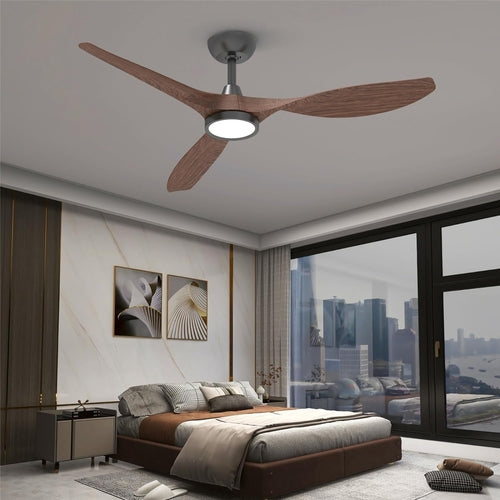 52 Inch Black Ceiling Fan With Lights And Remote Control