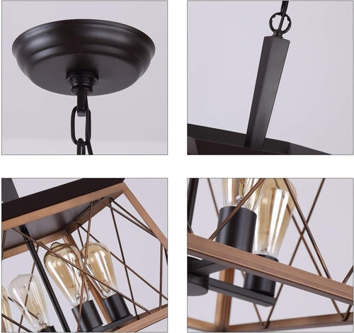 Bronze 4 Light Farmhouse Rustic Chandelier For Dining Room