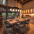 Five Light Farmhouse Linear Chandelier With Rustic Wood