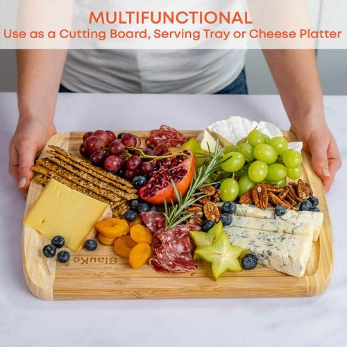 Large Wood Cutting Board for Kitchen 14x11" - Bamboo Chopping Board