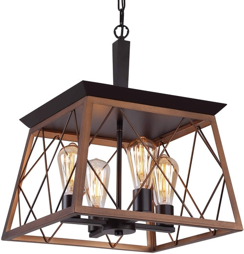 Bronze 4 Light Farmhouse Rustic Chandelier For Dining Room